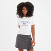 T-shirt cropped ajusté broderie Creeks blanc femme