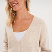 Gilet col en V manches longues ballon ecru femme