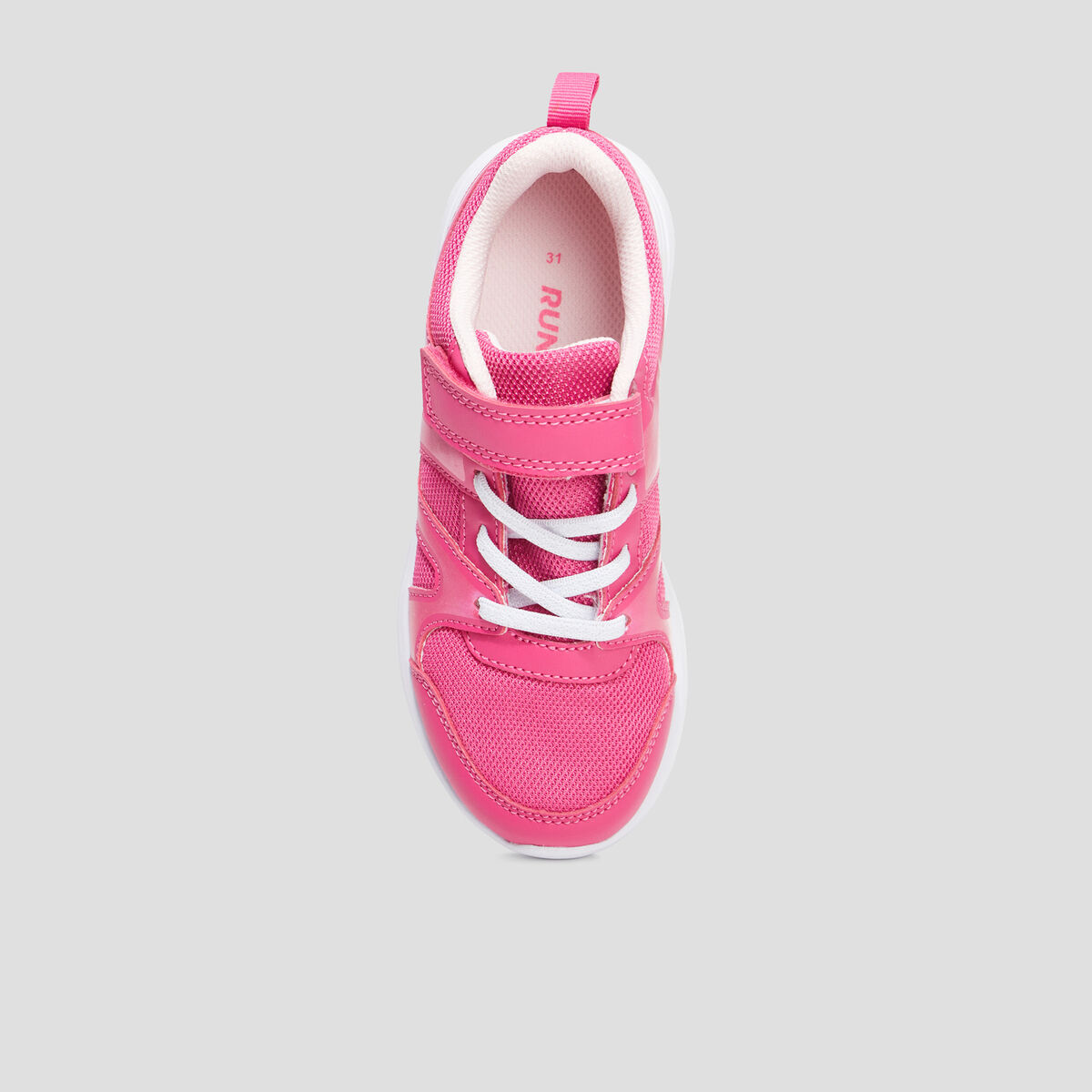 Baskets running à scratchs rose fille
