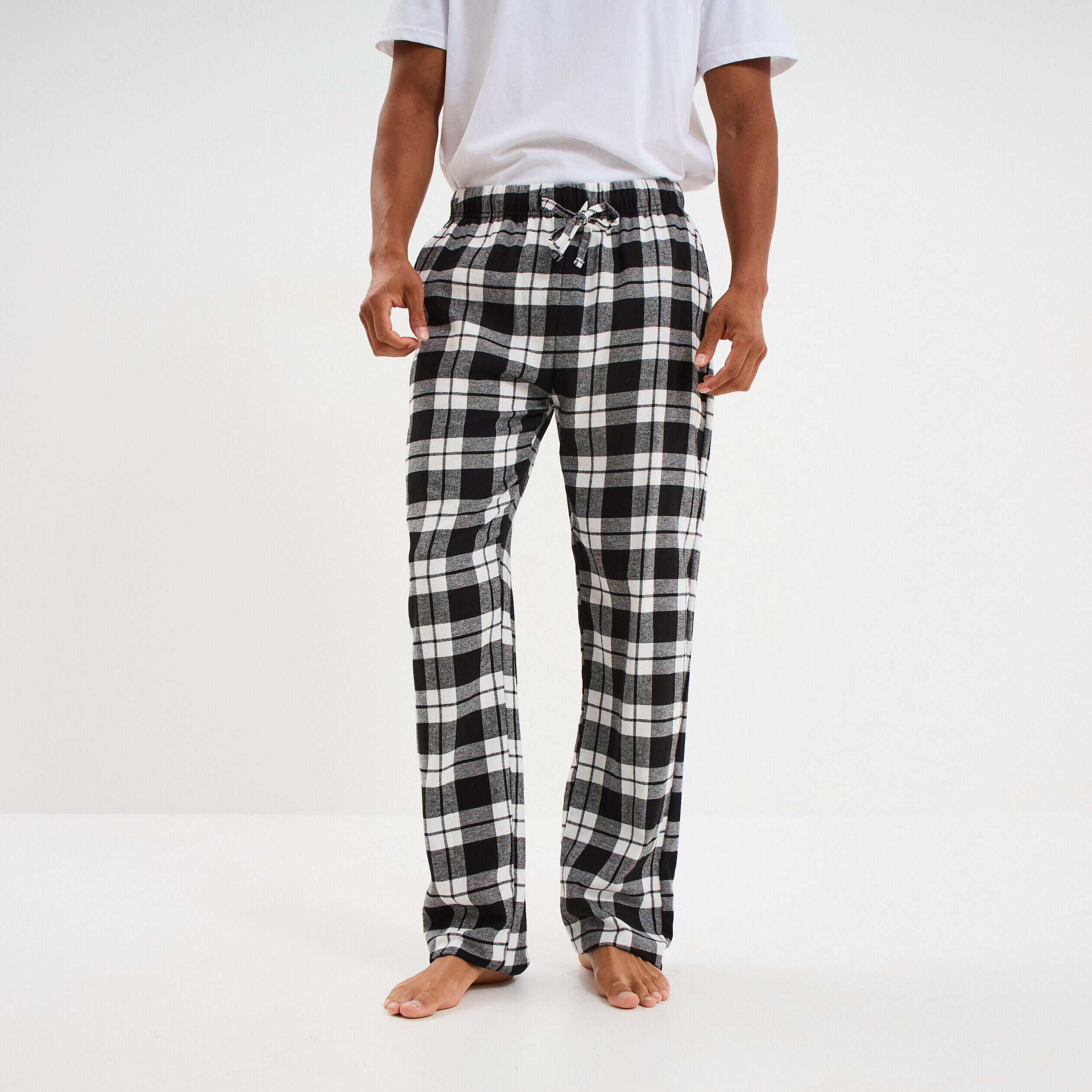 Pantalon de pyjama coton coupe droite noir homme LH