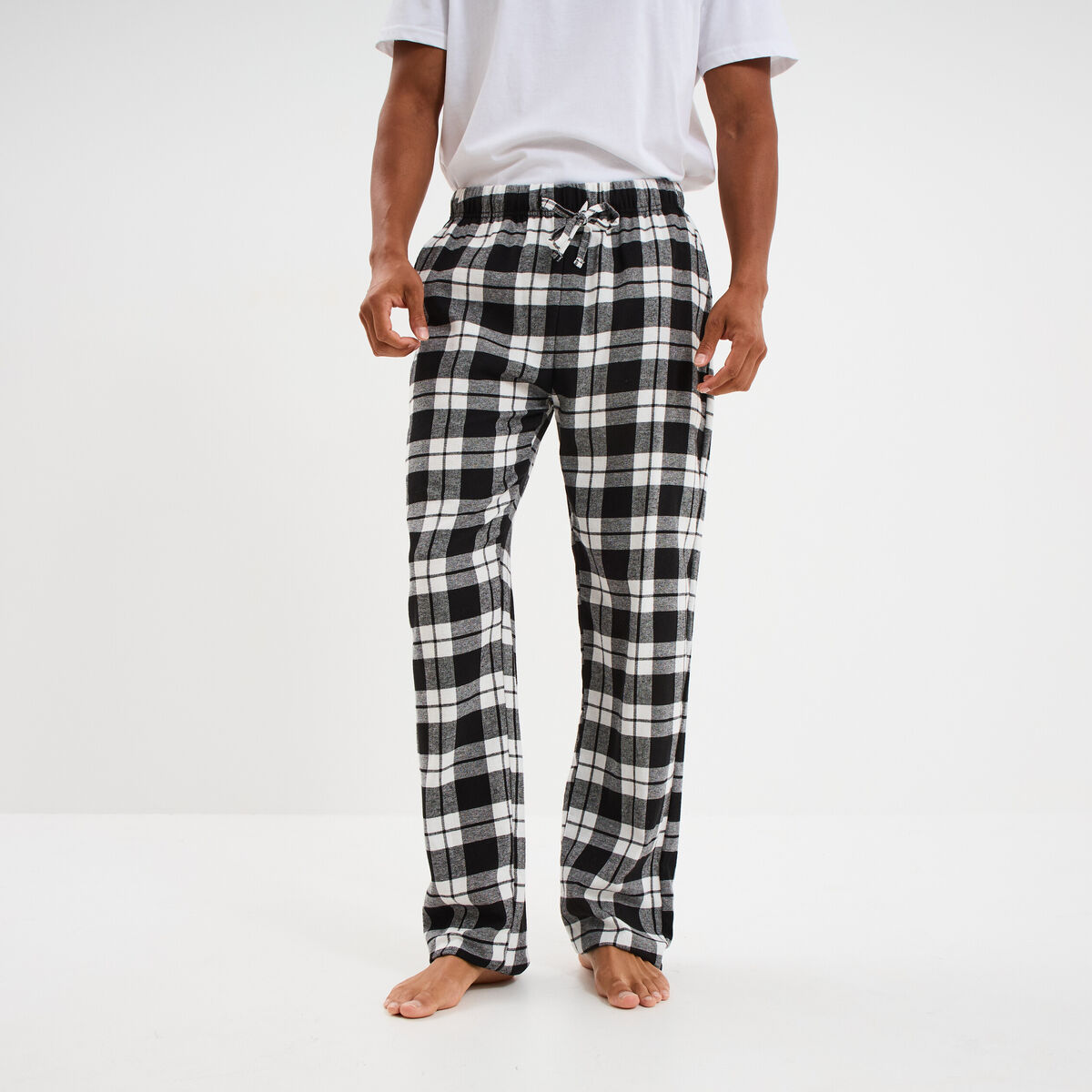 Pantalon de pyjama coton coupe droite noir homme