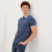 Polo slim manches courtes stretch bleu gris homme