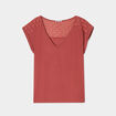 T-shirt col en V dentelle épaules et dos vieux rose femme