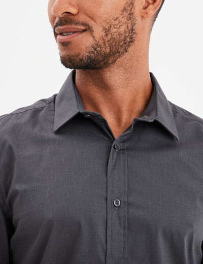 Chemise stretch manches longues gris homme