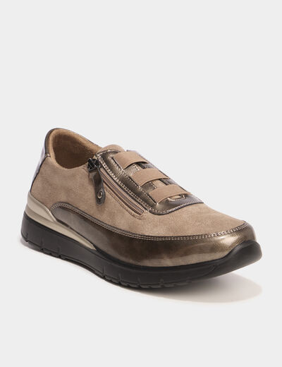 Baskets zipp&eacute;es confort marron fonc&eacute; femme