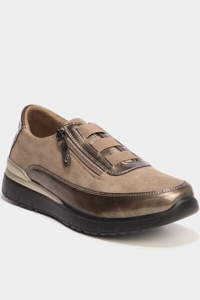 Baskets zipp&eacute;es confort marron fonc&eacute; femme