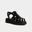 Sandales semelles crant&eacute;es noir femme