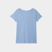 T-shirt col en V manches courtes coton bleu clair femme grande taille