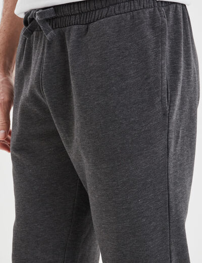 Pantalon jogging droit molleton gris foncé homme