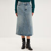 Jupe en jean longue droite coton denim dirty femme