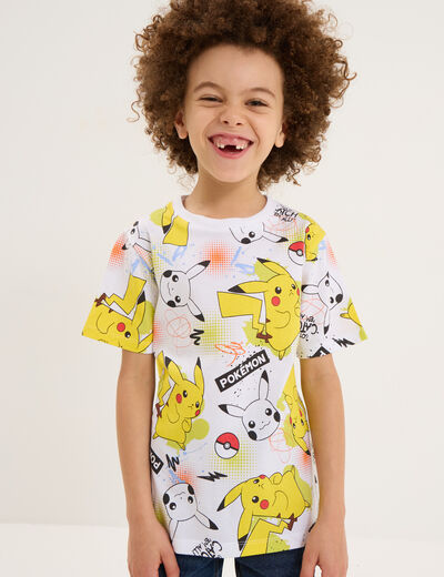 T-shirt manches courtes Pokémon Pikachu blanc garçon