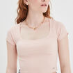 T-shirt cropped encolure carrée Creeks rose poudrée femme