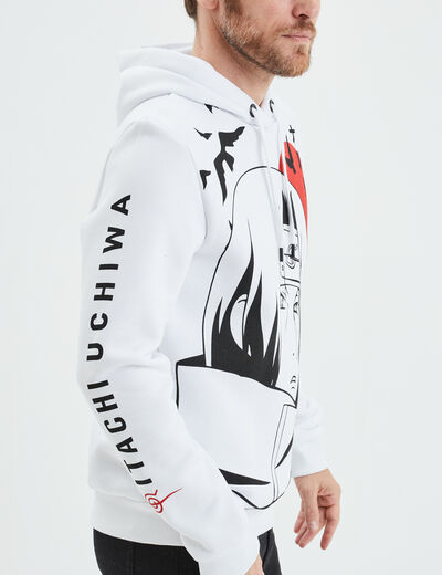 Sweat à capuche hoodie Naruto Itachi blanc homme