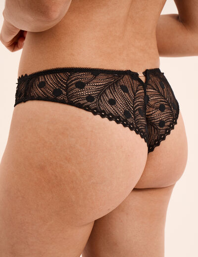 Tanga dentelle noir femme