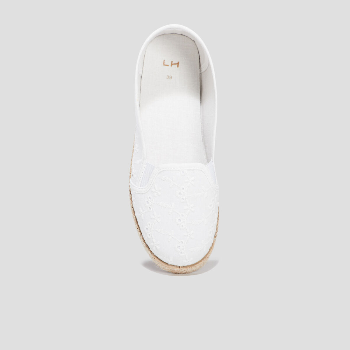 Ballerines brodées en toile blanc femme