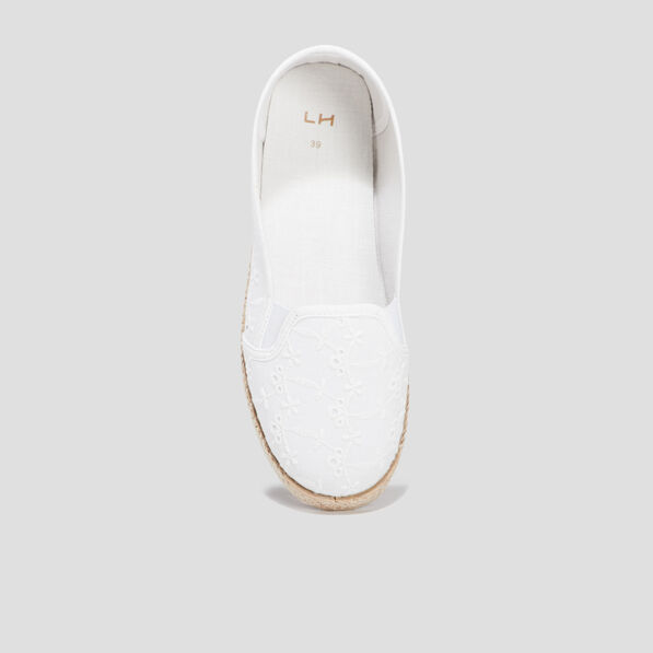 Ballerines brodées en toile blanc femme