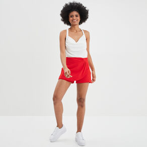 Débardeur col bénitier dos croisé blanc femme