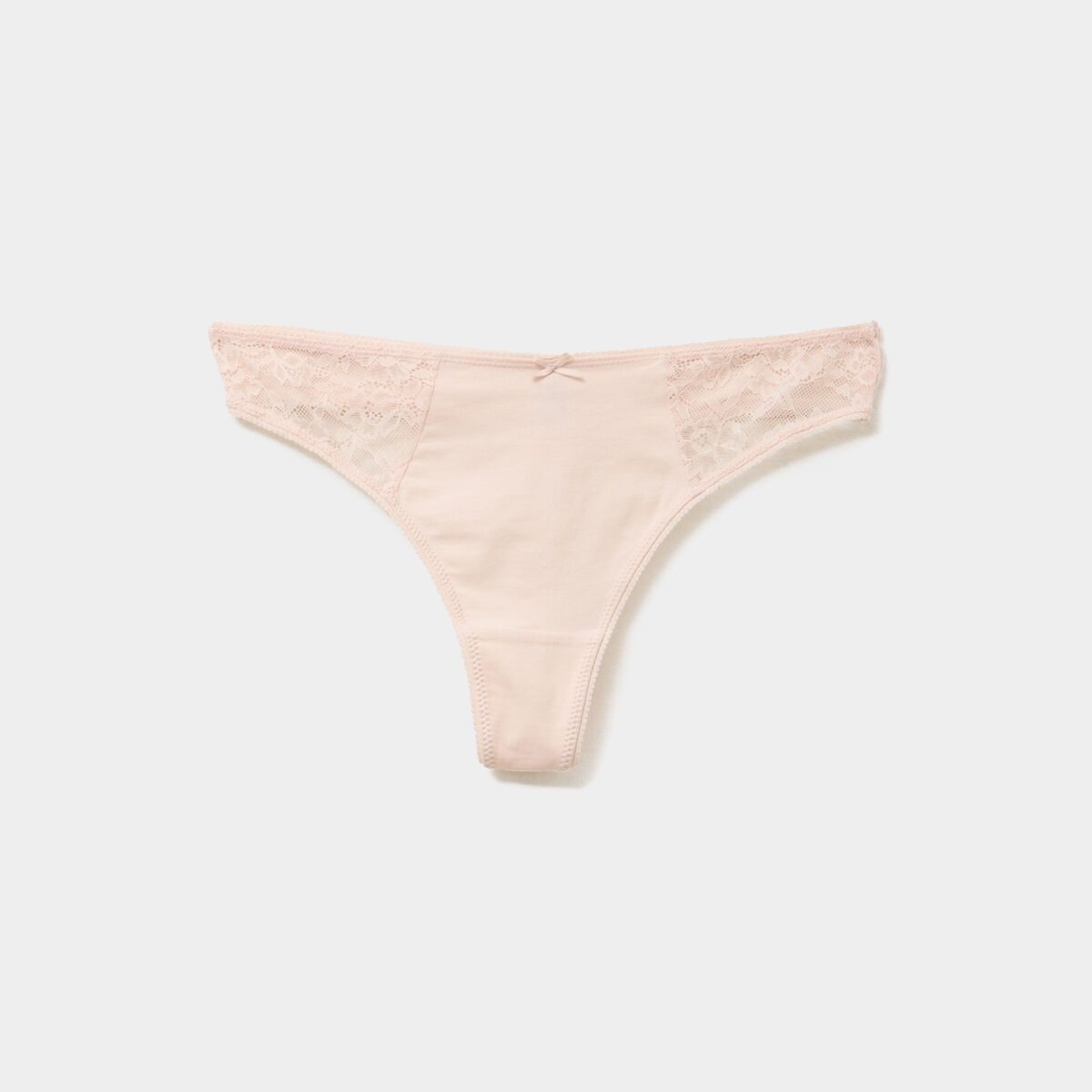 String coton majoritaire rose poudr&eacute;e femme