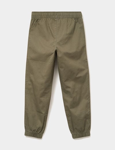 Pantalon battle taille &eacute;lastiqu&eacute;e coton vert kaki gar&ccedil;on