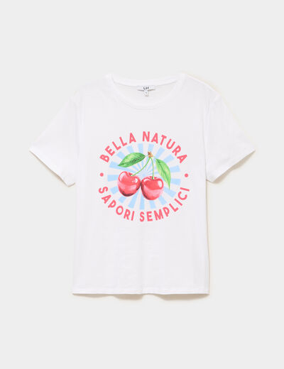 T-shirt droit avec manches courtes coton ecru femme
