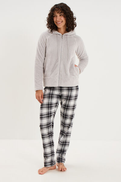 Veste de pyjama effet polaire gris clair femme