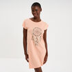 Chemise de nuit courte col rond rose clair femme