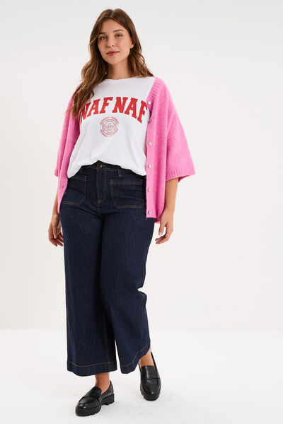 T-shirt loose logo NAF NAF floqu&eacute; blanc femme grande taille