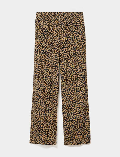 Pantalon de pyjama droit coton beige femme