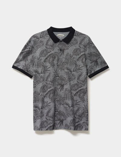 Polo jersey droit manches courtes coton noir homme