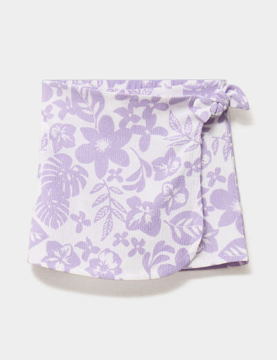 Jupe-short courte avec taille &eacute;lastiqu&eacute;e parme fille