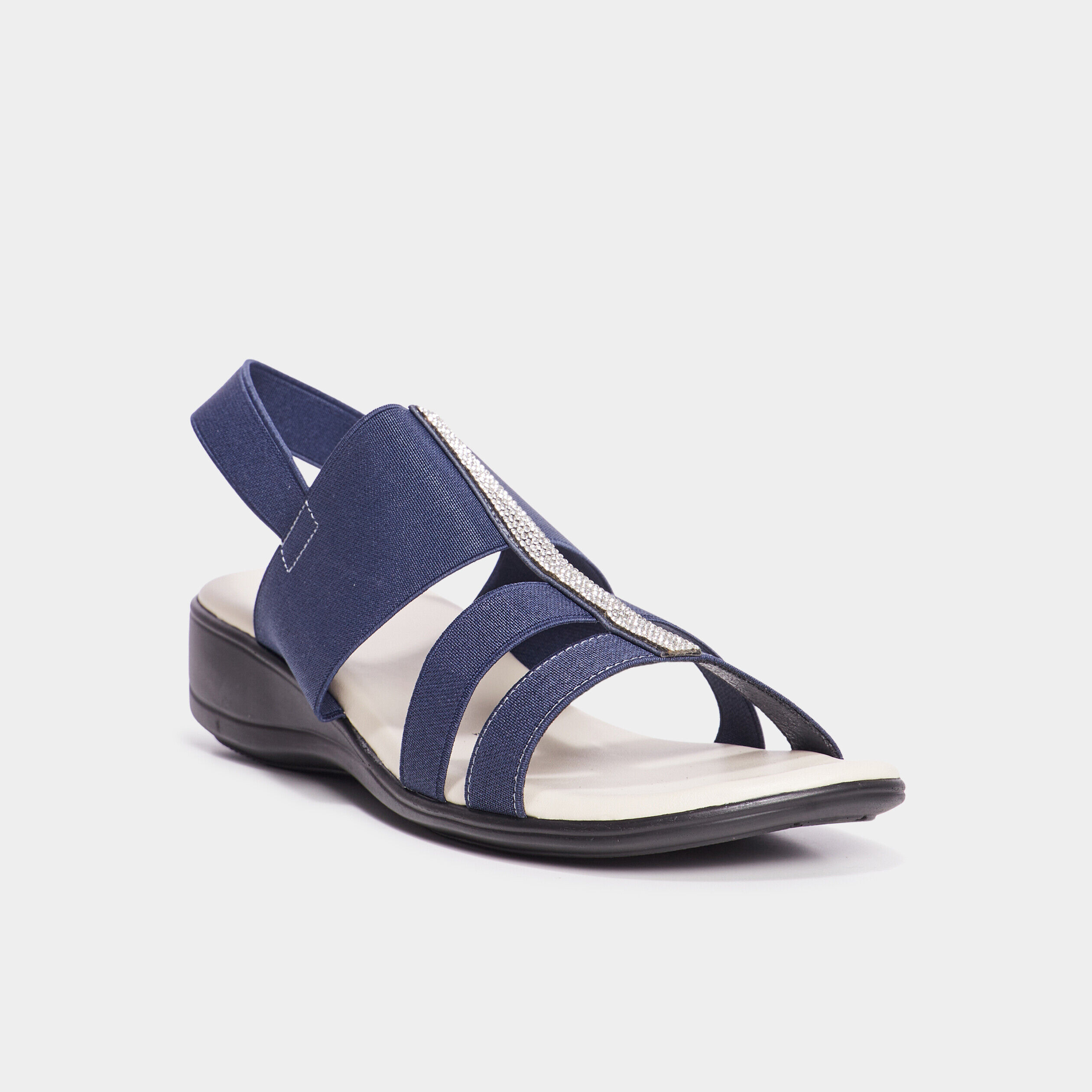 Sandales talons compensés bleu marine femme LH