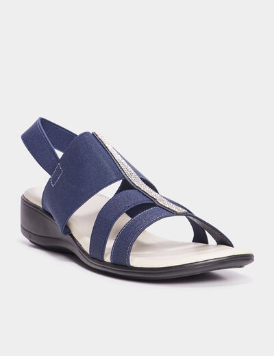 Sandales talons compensés bleu marine femme