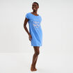 Chemise de nuit courte coton bleu electrique femme