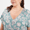 T-shirt col en V manches courtes bleu gris femme grande taille