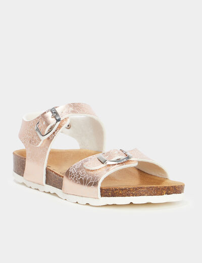 Sandales métallisées avec boucles couleur argent fille