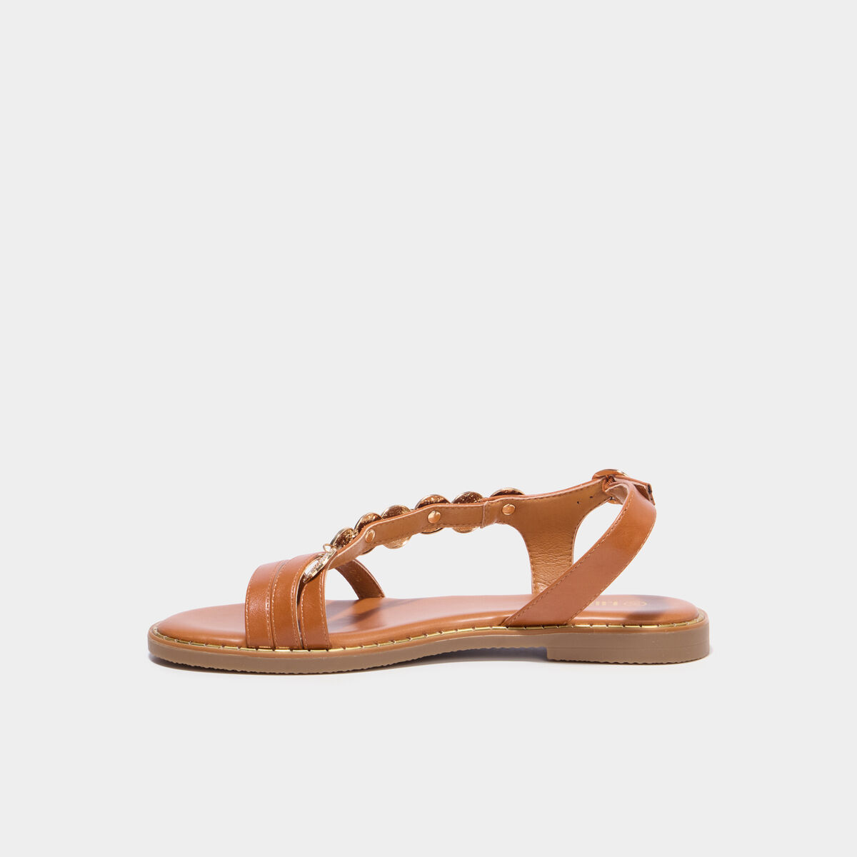 Sandales avec d&eacute;tails bijoux marron femme