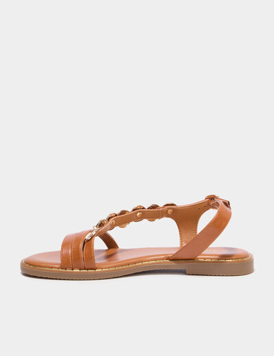 Sandales avec d&eacute;tails bijoux marron femme