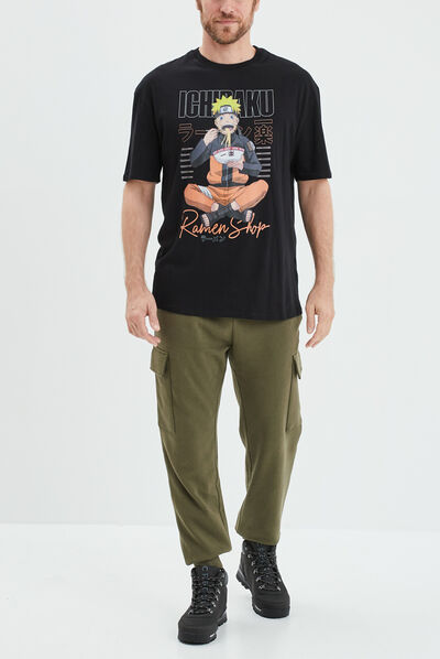 T-shirt manches courtes coton Naruto noir homme