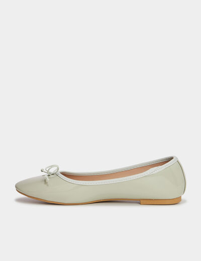 Ballerines vernies avec noeud vert femme