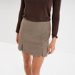 Jupe-short courte ajust&eacute;e marron femme