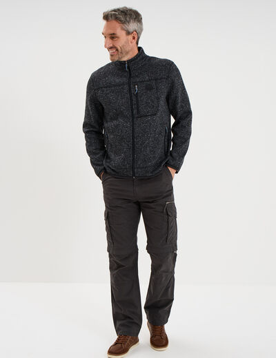 Gilet manches longues col montant gris fonc&eacute; homme