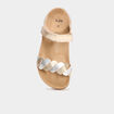 Sandales brides tressées en cuir jaune or fille