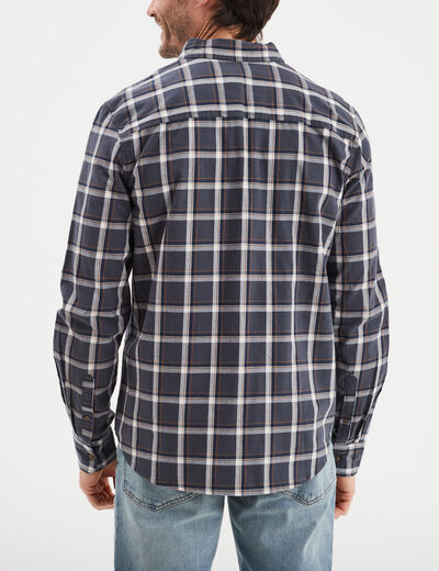 Chemise droite manches retrouss&eacute;es bleu fonc&eacute; homme