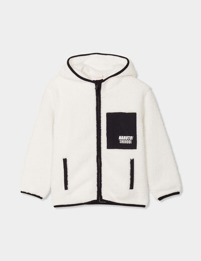 Gilet zippé capuche aspect mouton Naruto ivoire garçon