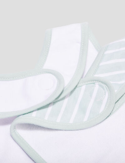 Lot 2 bavoirs coton pingouin bleu gris bébé