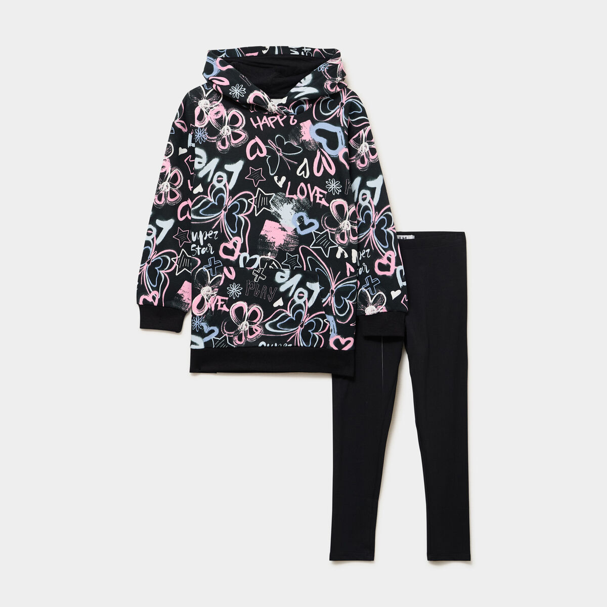 Ensemble sweat long et legging noir fille