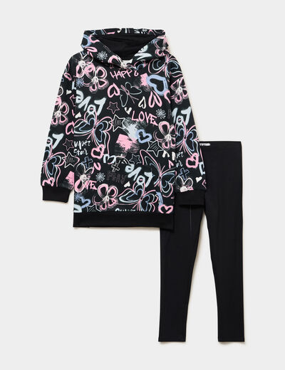 Ensemble sweat long et legging noir fille