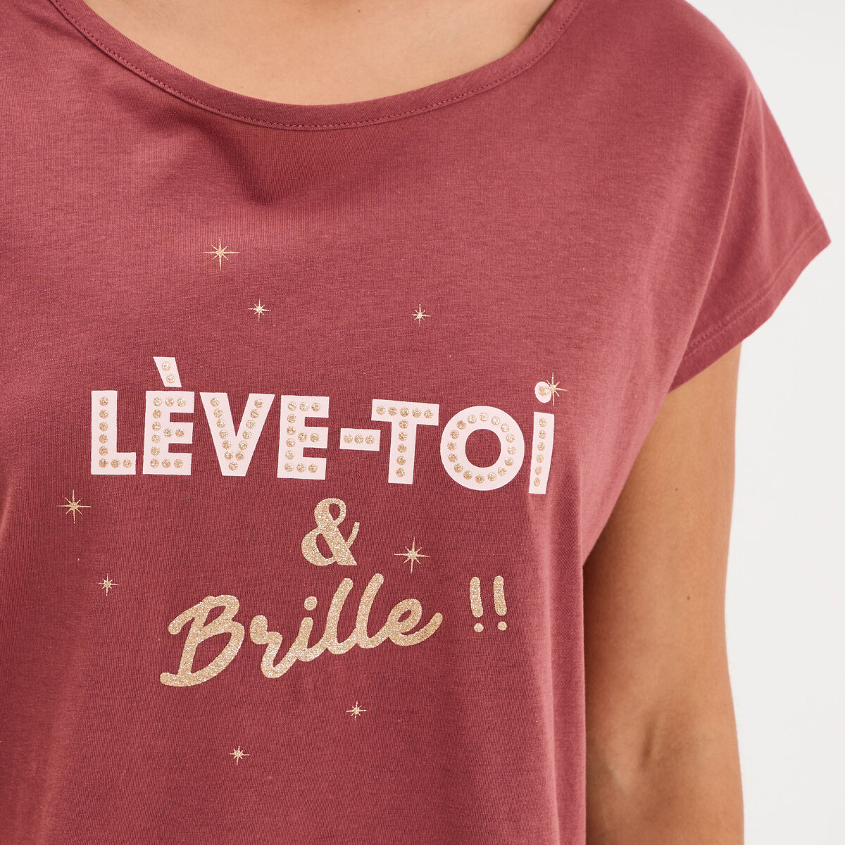 Ensemble pyjama corsaire t-shirt rose framboise femme