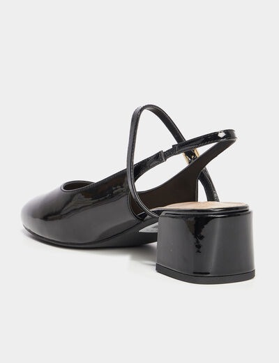 Ballerines à talons vernies noir femme