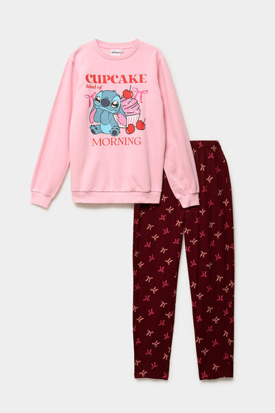 Ensemble pyjama 2 pi&egrave;ces Stitch rose femme